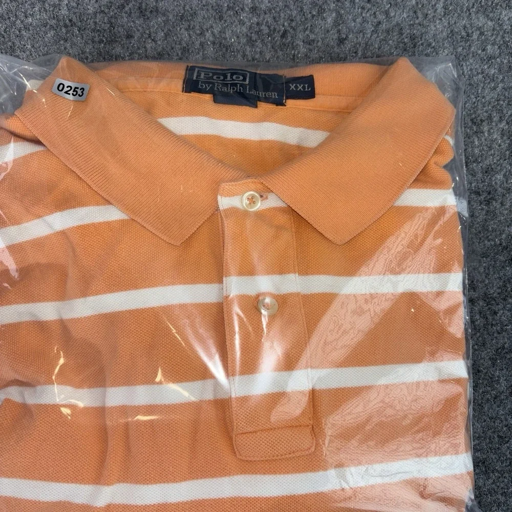 Polo Ralph Lauren Shirt Mens‎ Polo Xxl Short Sleeve Orange Classic Fit Striped